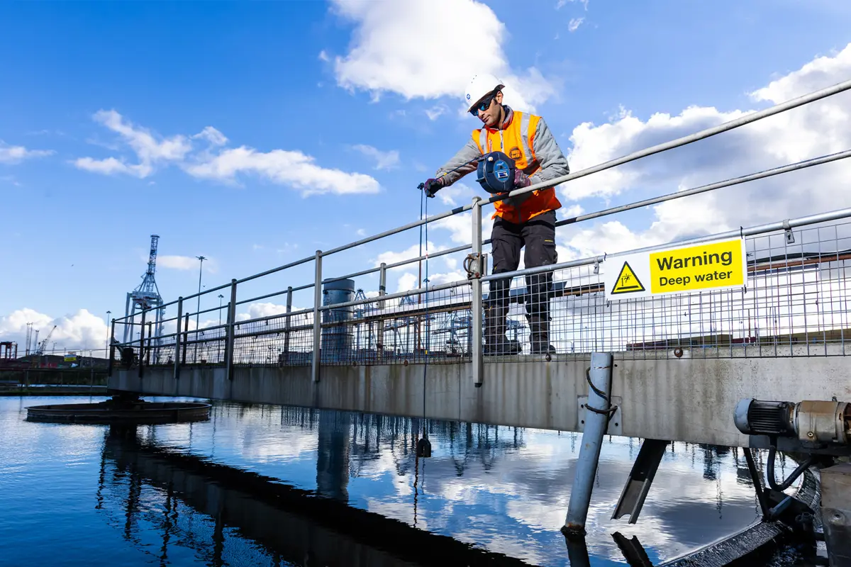 Southern Water worker carrying out water tests