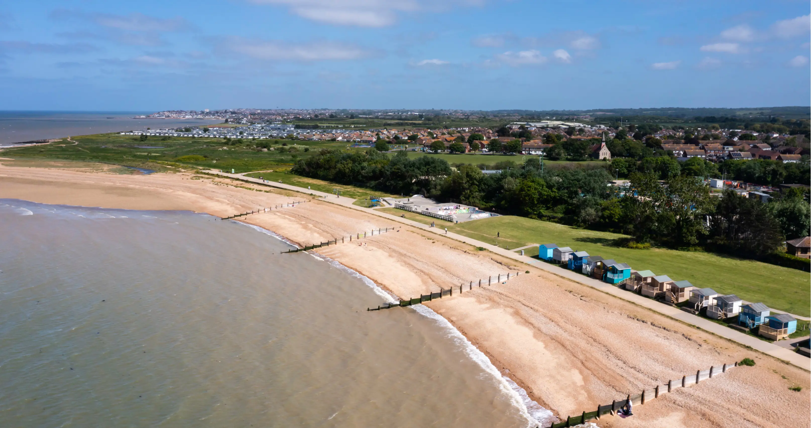 An aerial view of Swalecliffe Beach