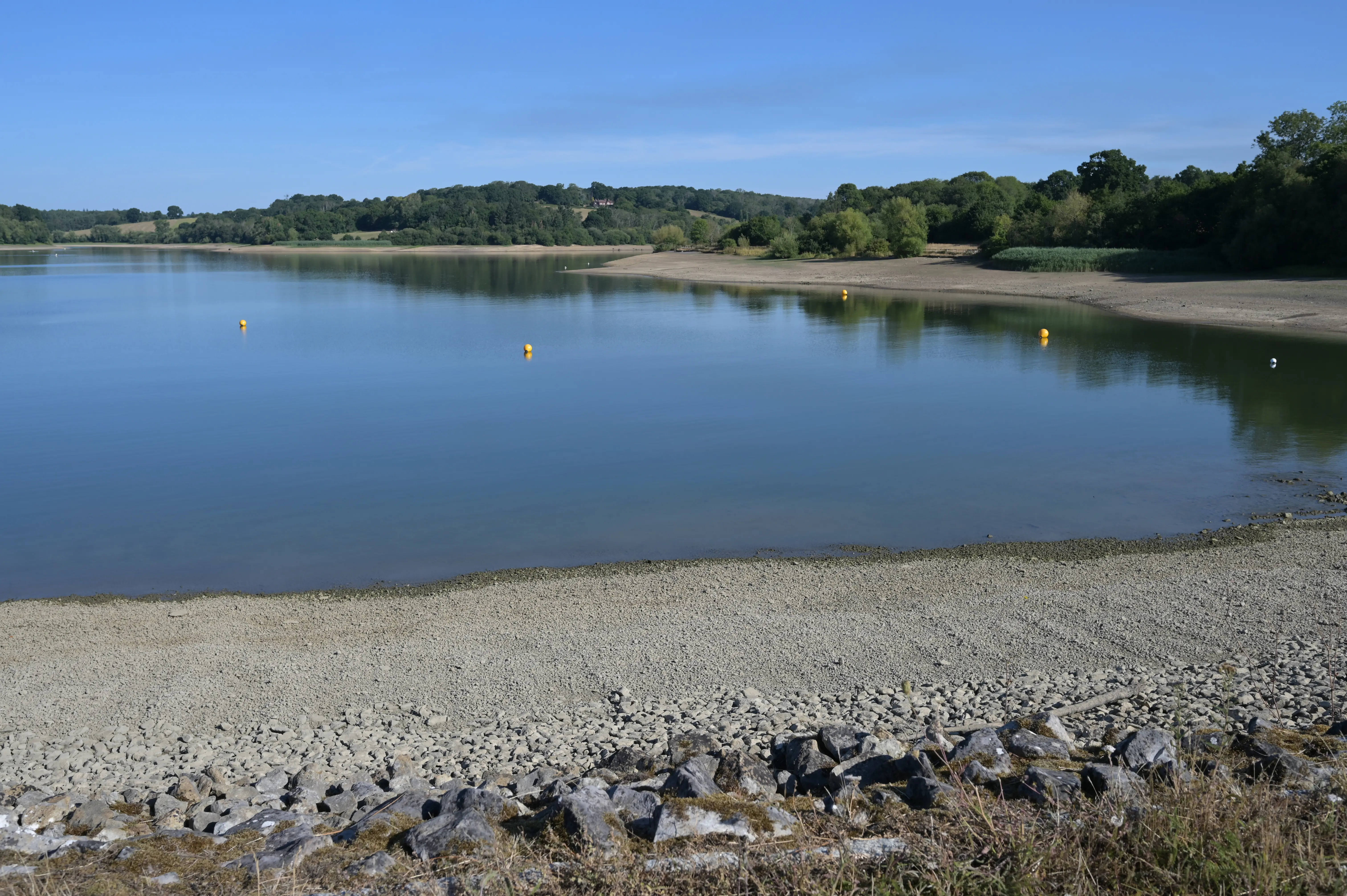 Ardingly Resevoir Sussex with low water levels 