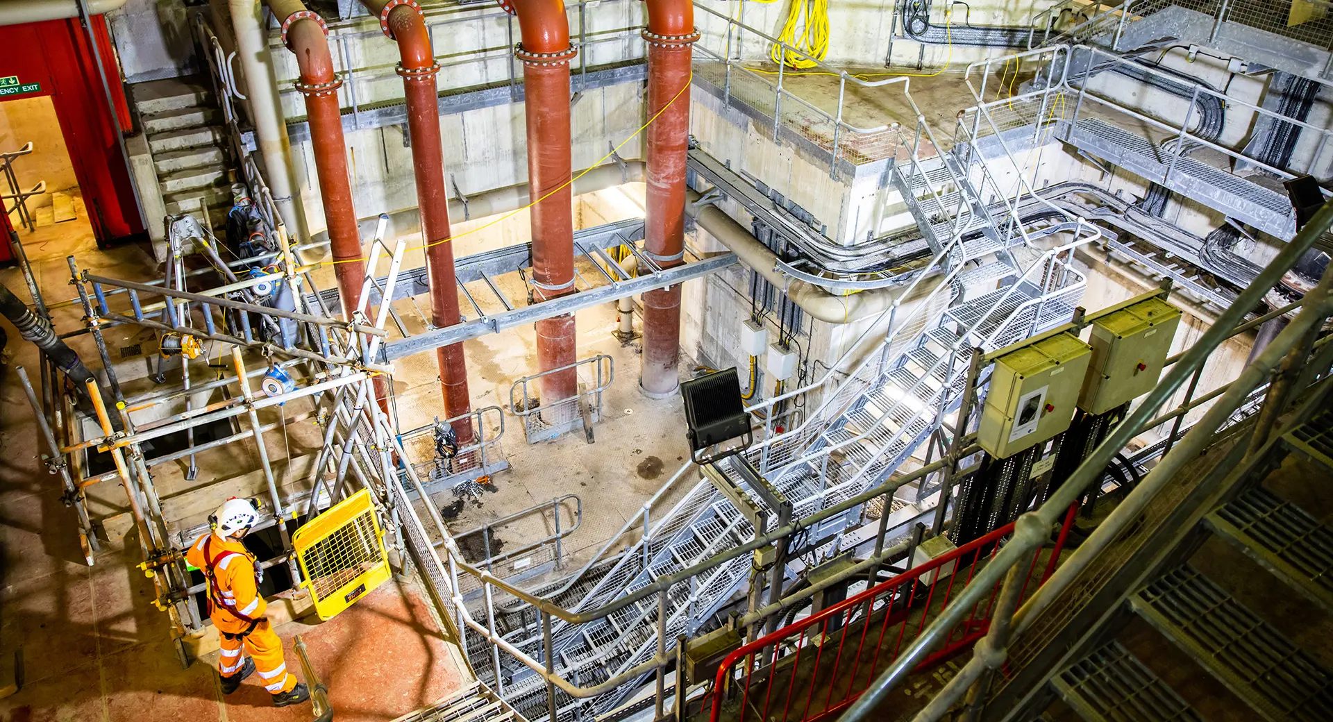 A Southern Water engineer works inside the Broadstairs Wastewater Pumping Station 