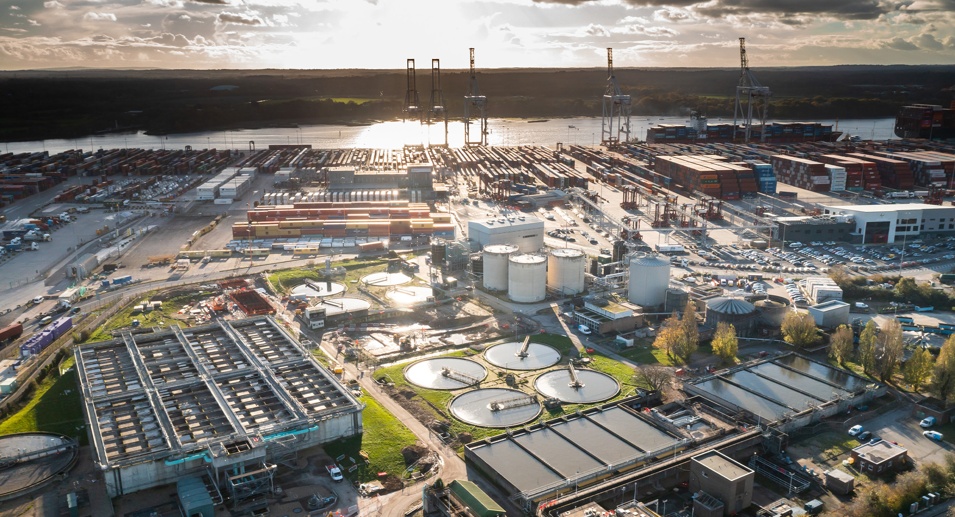 An aerial view of the Millbrook Water Treatment Works