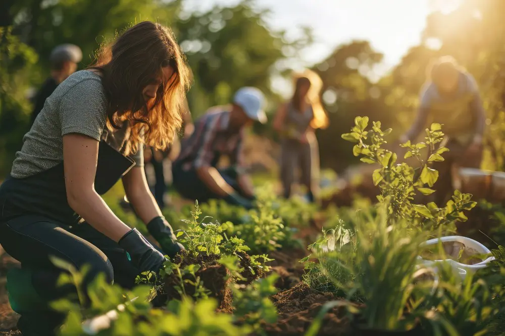 woman gardening in at a community garden